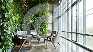 Modern Office space with Vertical Garden Wall and large windows