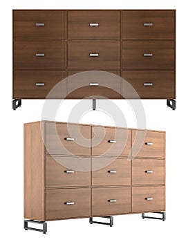 Modern office wooden cabinet isolated on white