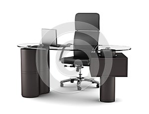 Modern office workplace isolated on white