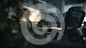 Empty Office Chair at Sunset Modern.