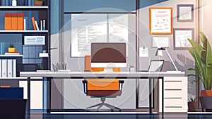 Modern office workspace with computer and desk