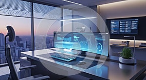 Modern Office Workspace Data Analytics, Trading, Finance, Tech