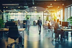 Modern Office Workspace with People Working