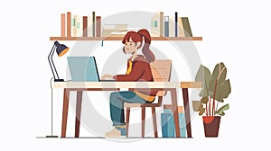 Modern Online Education E-Learning Concept with Student Using Digital Device