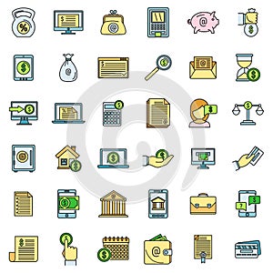 Modern online loan icons set vector color