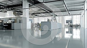 Modern Open Office Space Interior Workspace.