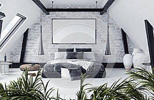 Modern open-plan apartment in attic, loft style photo