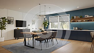 Modern Open-Plan Kitchen and Dining Room Interior