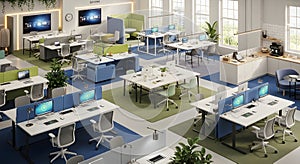 Modern Open-Plan Office and Co-working Space Interior