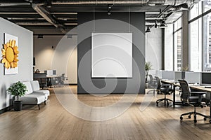 Modern Open-Plan Office Space with Blank Canvas