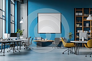 Modern Blue Office Workspace