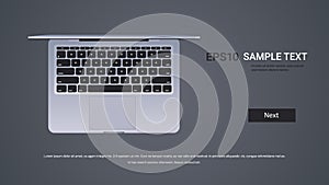 modern opened laptop with keyboard isolated on gray background realistic mockup gadgets and devices