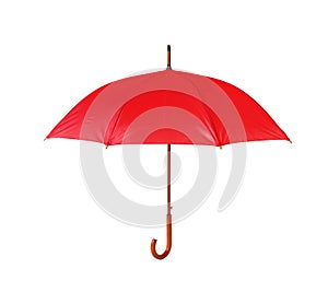 Modern opened red umbrella isolated