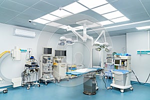 Modern operation hospital room. Empty healthcare surgery ward.