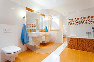 Modern orange bathroom