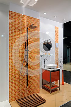 Modern orange bathroom