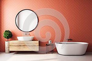 Modern orange bathroom interior