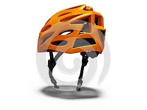 Modern orange bicycle helmet for trips through the park isolated 3d render on white background with shadow