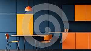 Modern Orange & Blue Kitchen Design