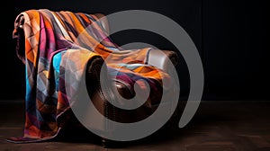 Modern Orange Chair With Colorful Blanket: Furniture Photography In London
