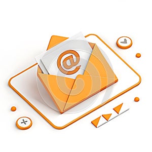Modern Orange Email Icon on White Background
