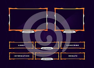 Modern orange fire theme twitch streaming panel set