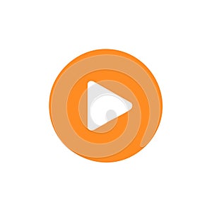 Modern Orange Play Button Icon With Shadow And White Background