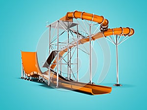 Modern orange water attraction on the beach isolated 3d render o