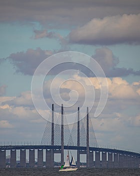 Modern Oresund Bridge connecting Denmark and Sweden