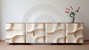 Modern Organic Abstract Wooden Cabinet With Waves And Curved Shapes