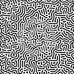 Modern organic background with rounded lines. Structure of natural cells, maze, coral. Black and white vector seamless