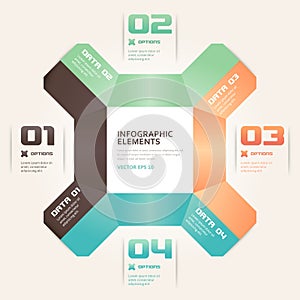 Modern Origami Style Number Options Infographics Banner