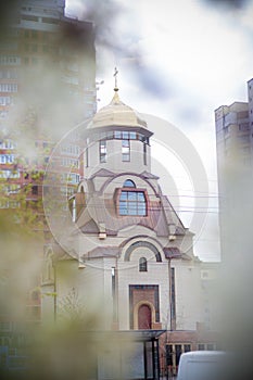 Modern church in Kiev on Troeshchina photo