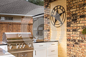 Modern outdoor kitchen that has been freshly built