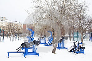 Modern outdoor sports Playground in winter.