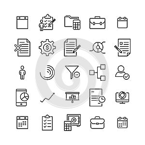 Modern outline style strategy icons collection.