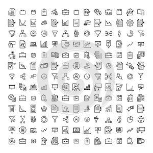 Modern outline style strategy icons collection.