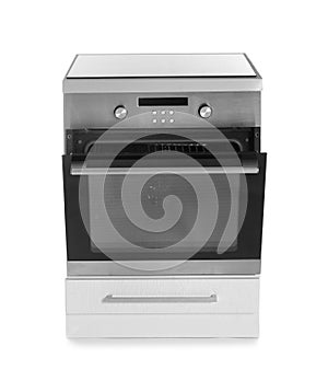 Modern oven isolated on white