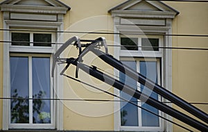 Modern pantograph on a tramway