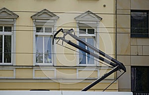 Modern pantograph on a tramway