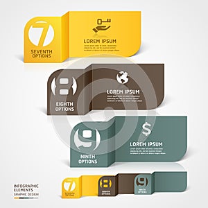 Modern paper cut infographics number template.