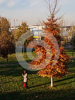 Modern park of Portello in Milan, Italy