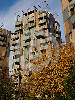 Modern park of Portello in Milan, Italy