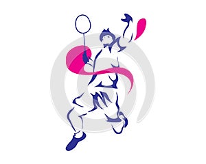 Modern Passionate Badminton Player In Action Logo