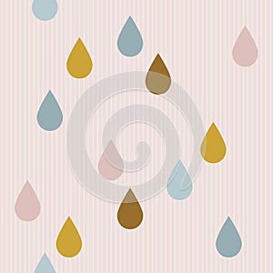 modern pastel color rain drops on vertical stripped light pink background