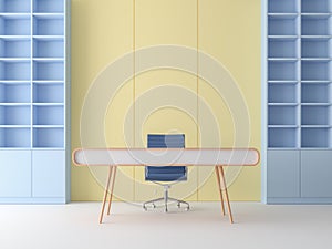 Modern pastel color woking room 3d render photo