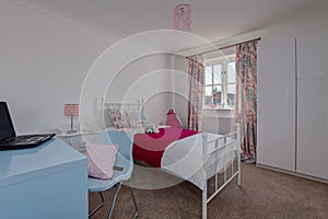 Modern pastel pink and blue bedroom