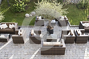 Modern patio, outdoor seats