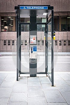 Modern payphone in city of Liverpool, UK