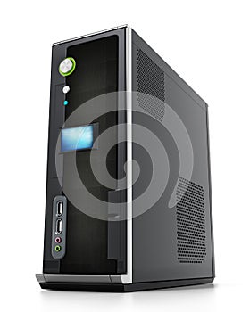 Modern PC case isolated on white background. 3D illustration